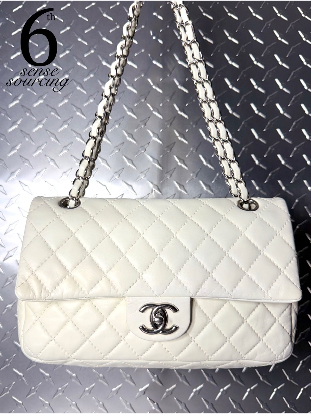 Chanel Vintage Classic Double Flap in White SHW